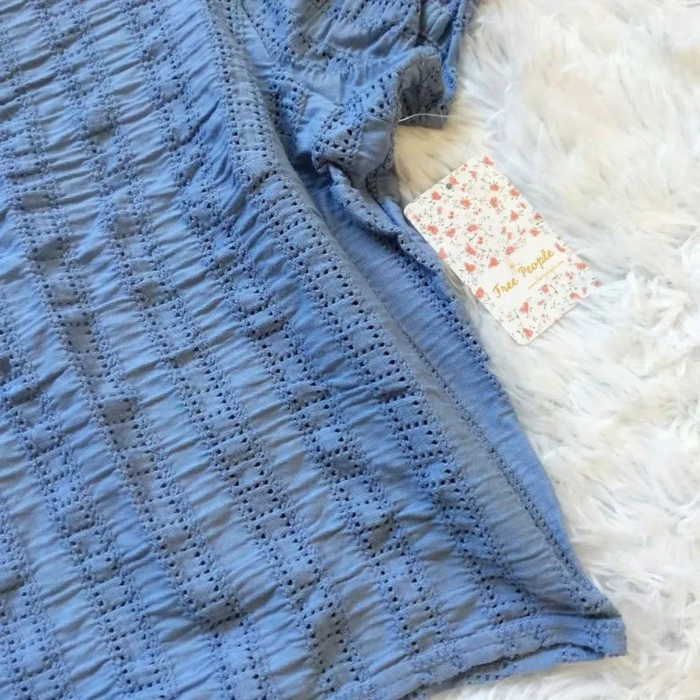 NWT Free People Puff Sleeve Top Star Struck Open Back Cottage Milkmaid Prairie